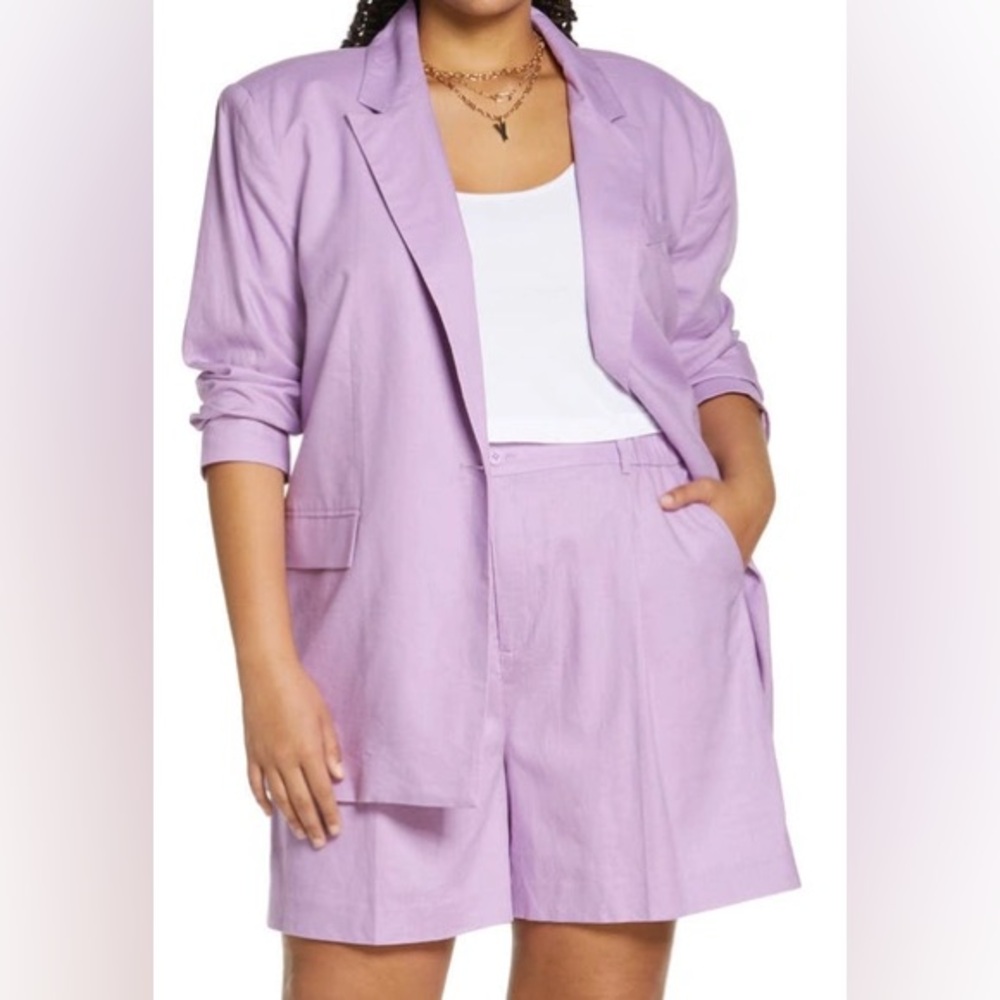 NWT Nordstrom Open Edit Oversize Linen Blend Blazer and Bermuda Shorts Set 3X